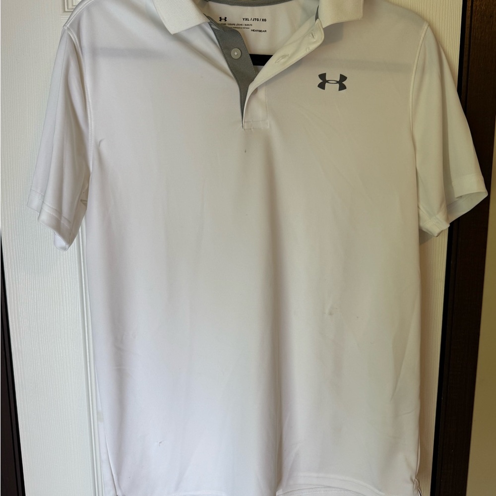 Under Armour boys youth  White Polo Shirt YXL